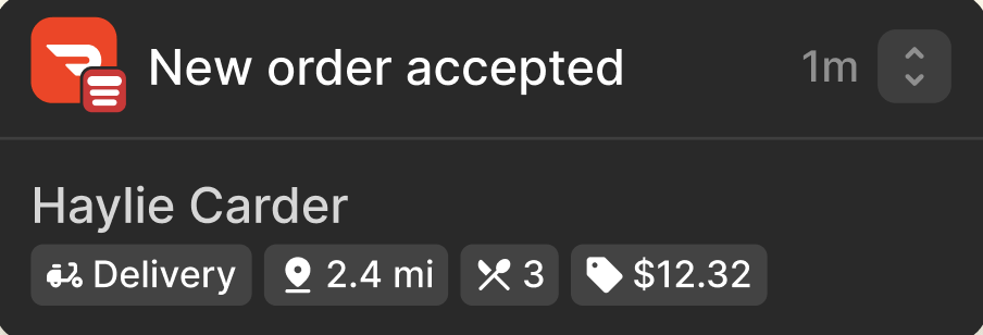 Auto Accept Order Notification