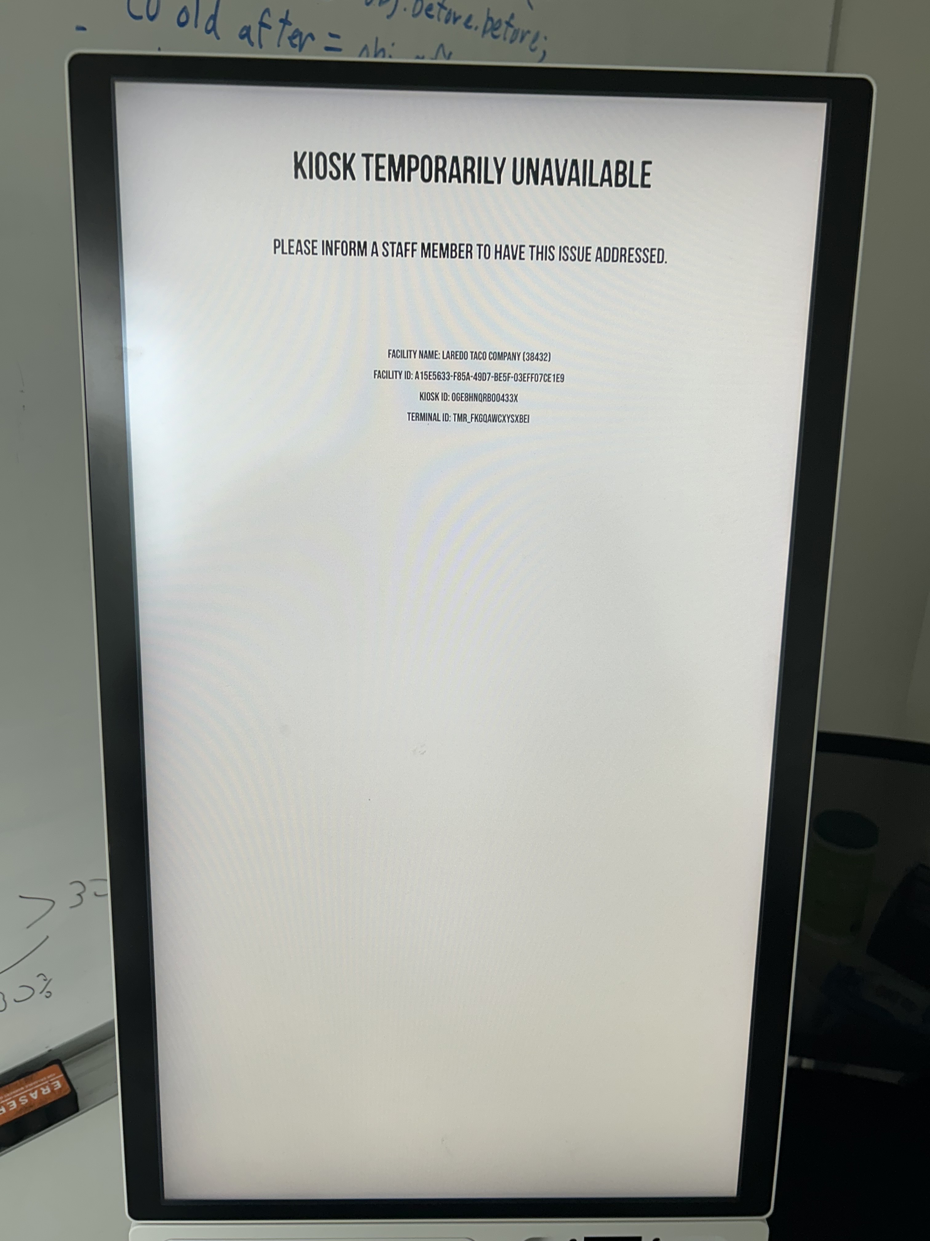Kiosk Temporarily Unavailable
