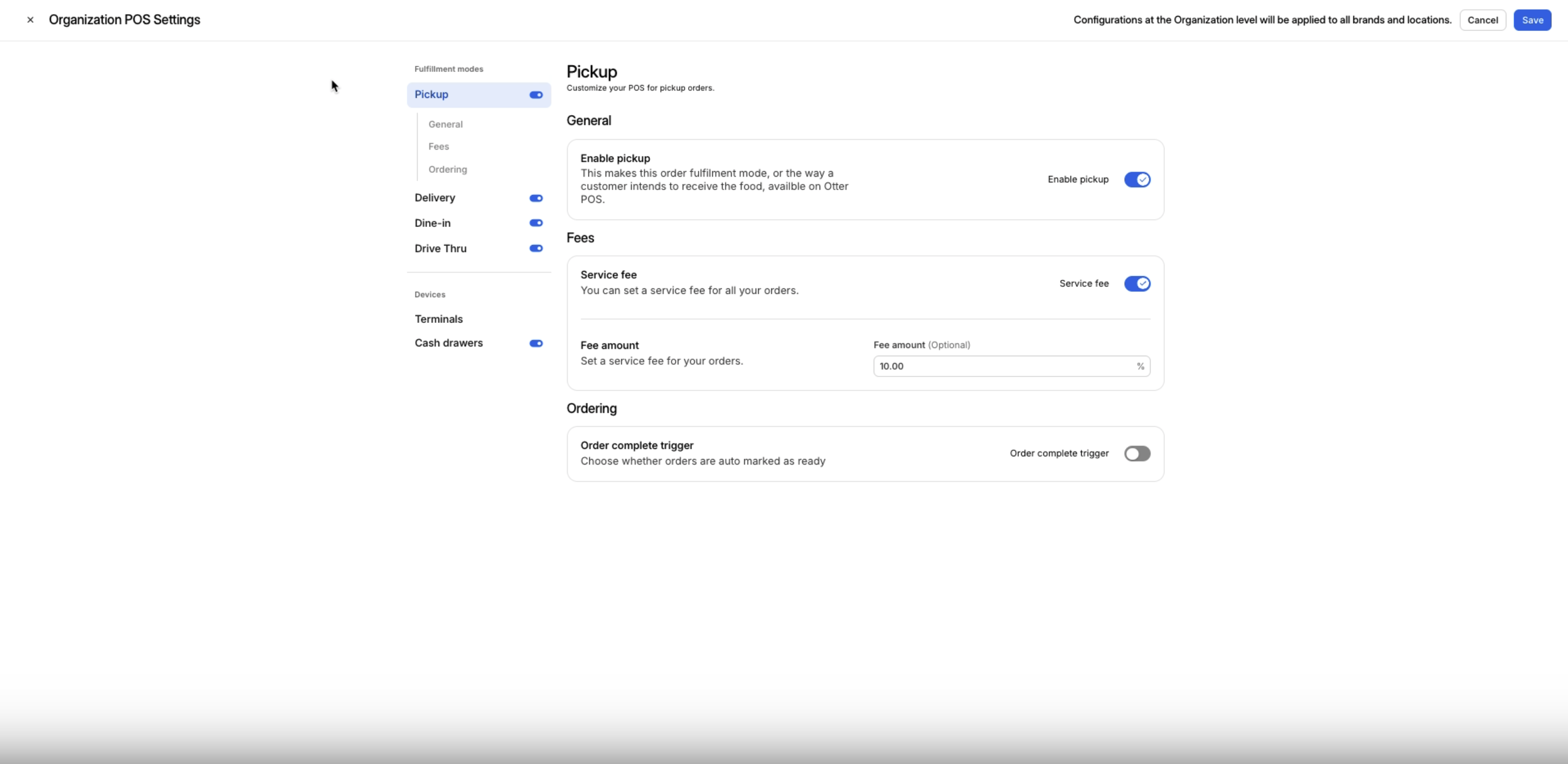 Organization Settings Tab