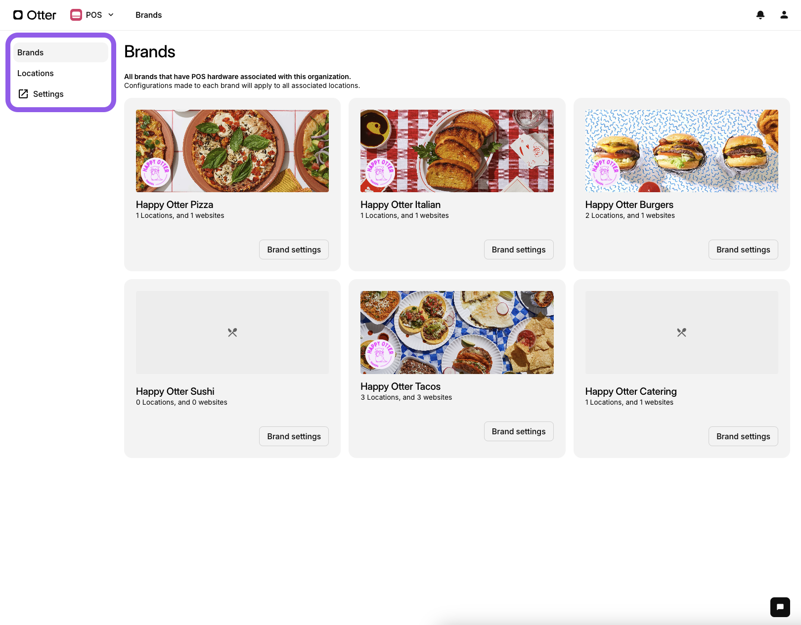 Otter POS Settings Tabs