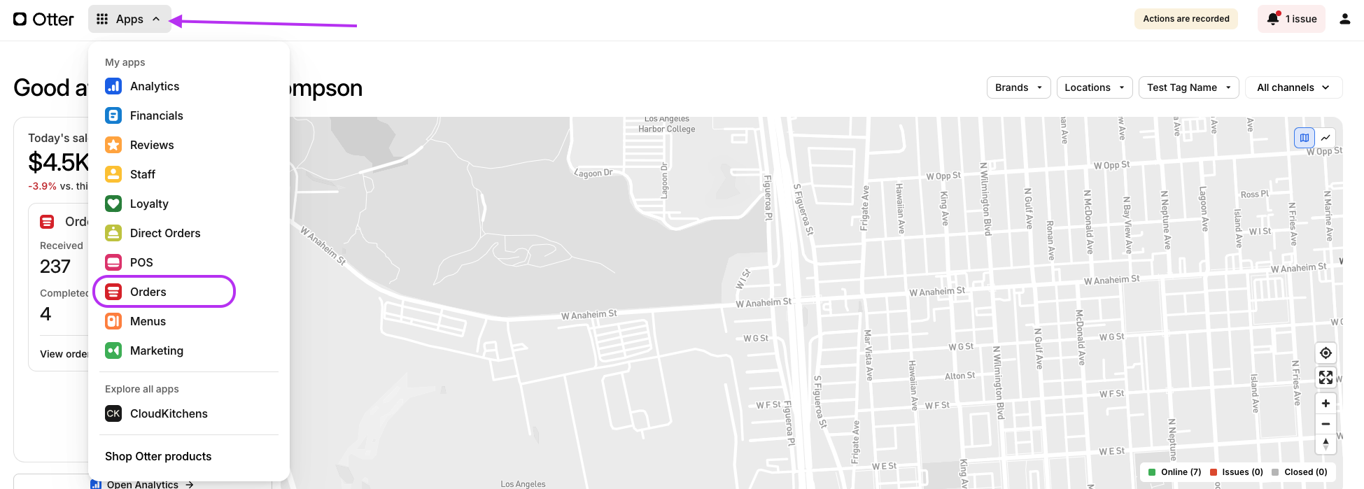 Order App Otter Dashboard