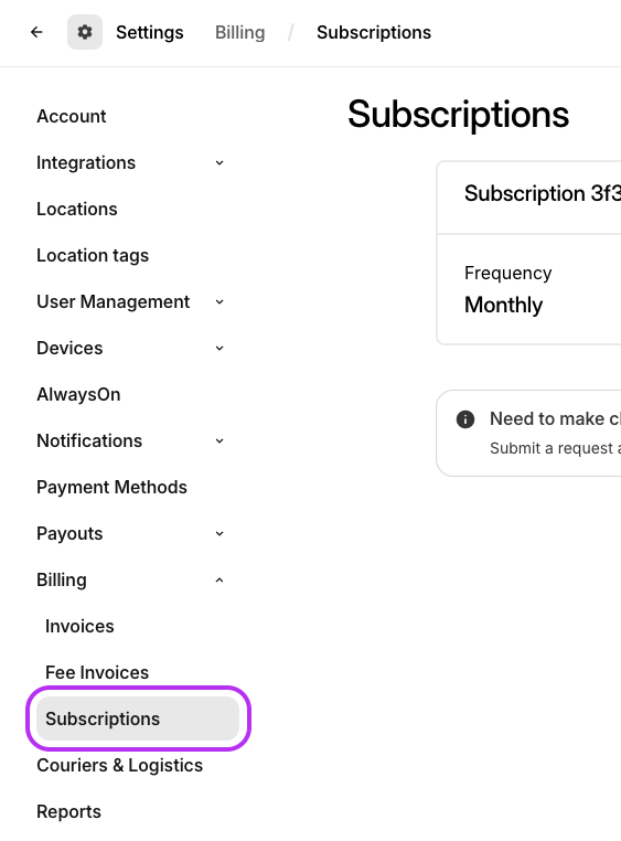 Subscriptions Tab