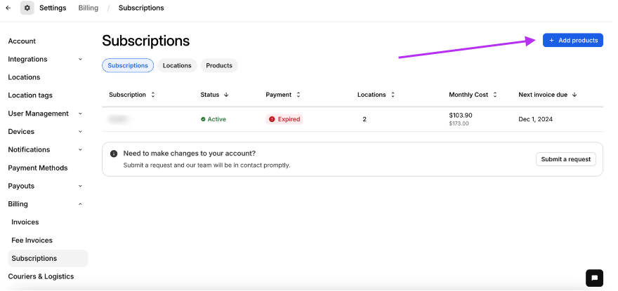 Add Products Button