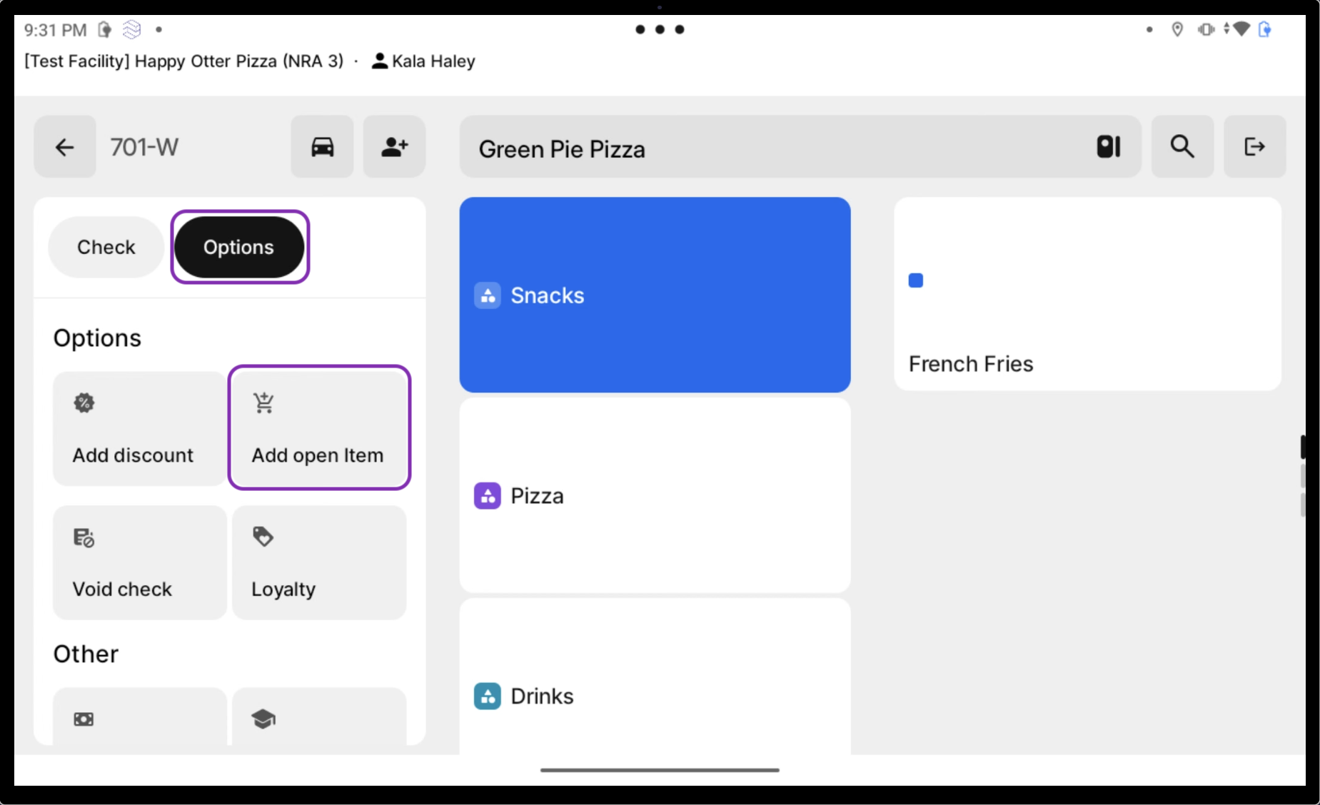 Add open item option