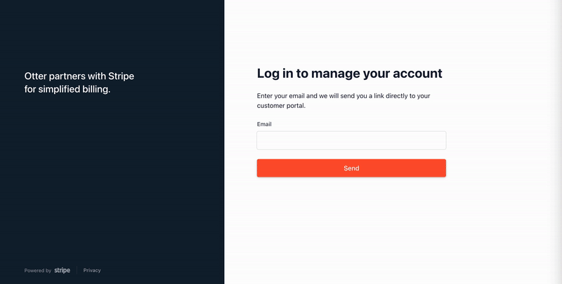 Stripe Billing Portal Login Page