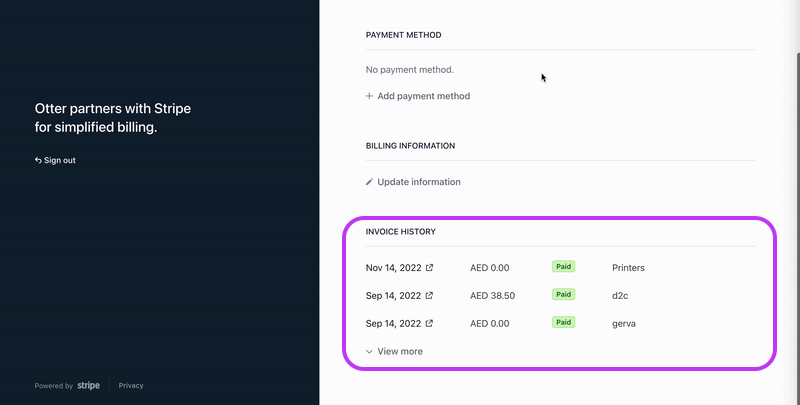 Invoice History