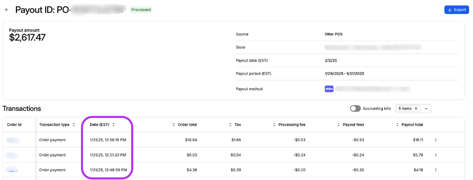 Payout Transaction Date
