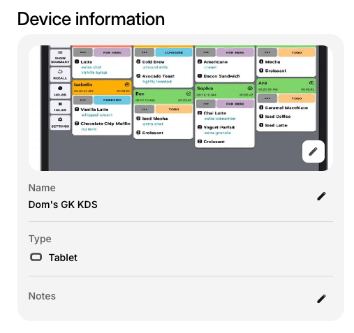 Device Information Section
