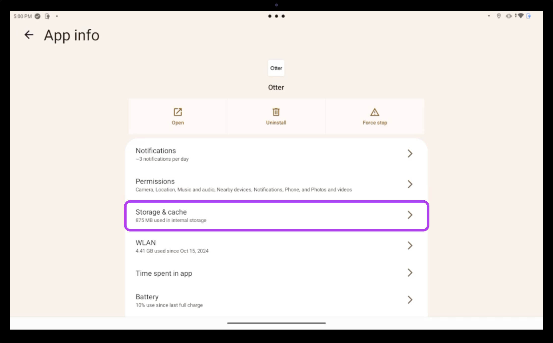 Otter App Storage & Cache