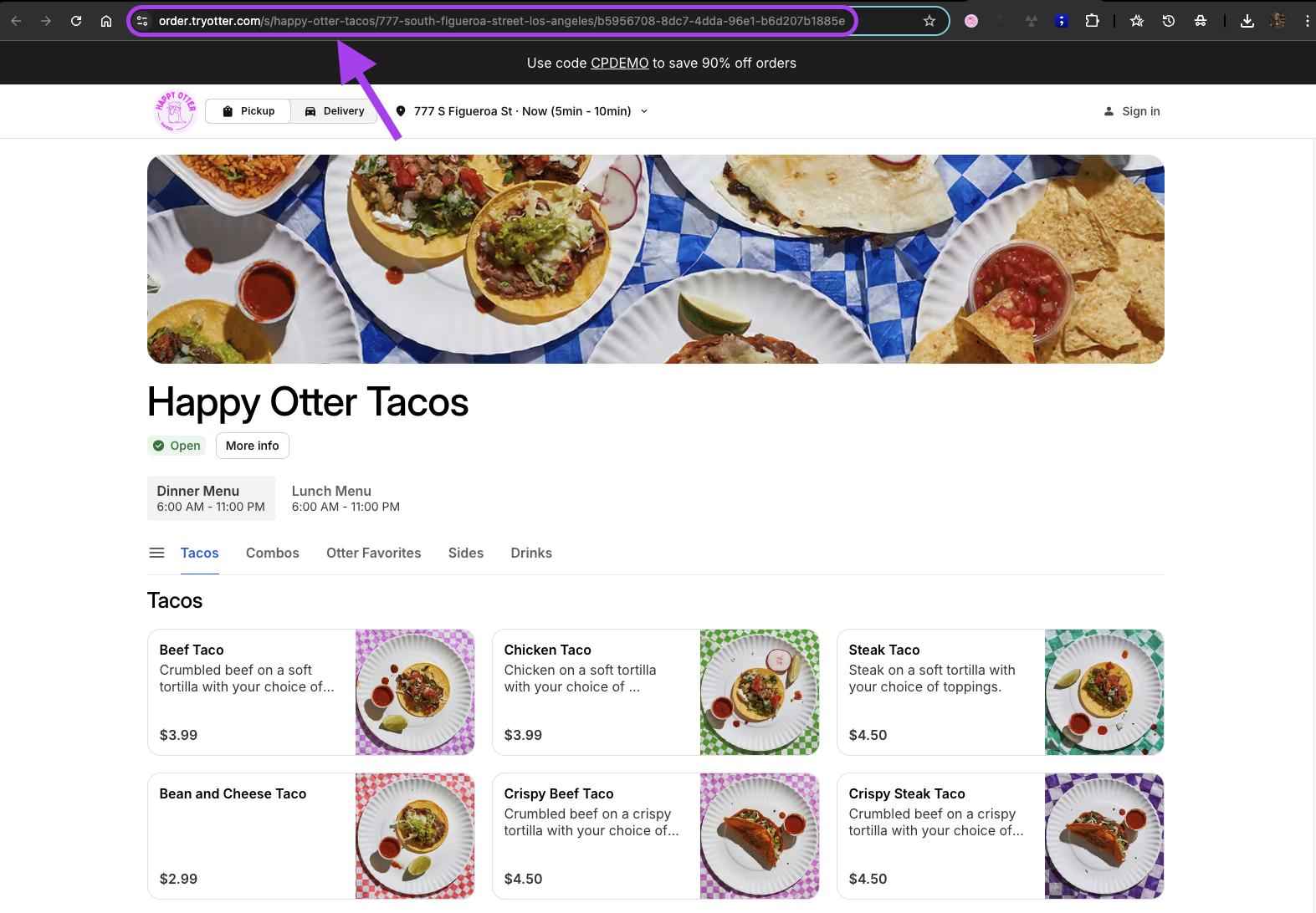 Single-Brand Online Ordering URL