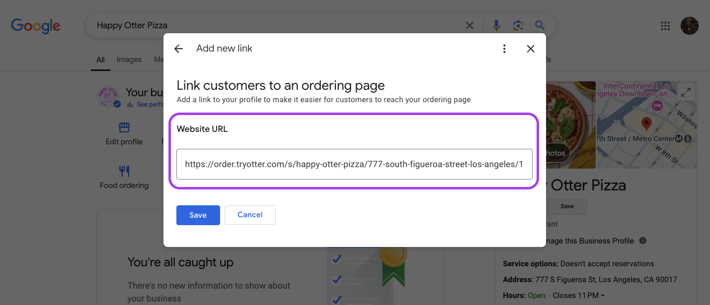 Food ordering link
