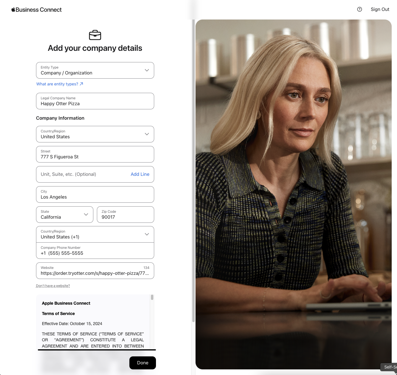Add your company details in Apple Business Connect