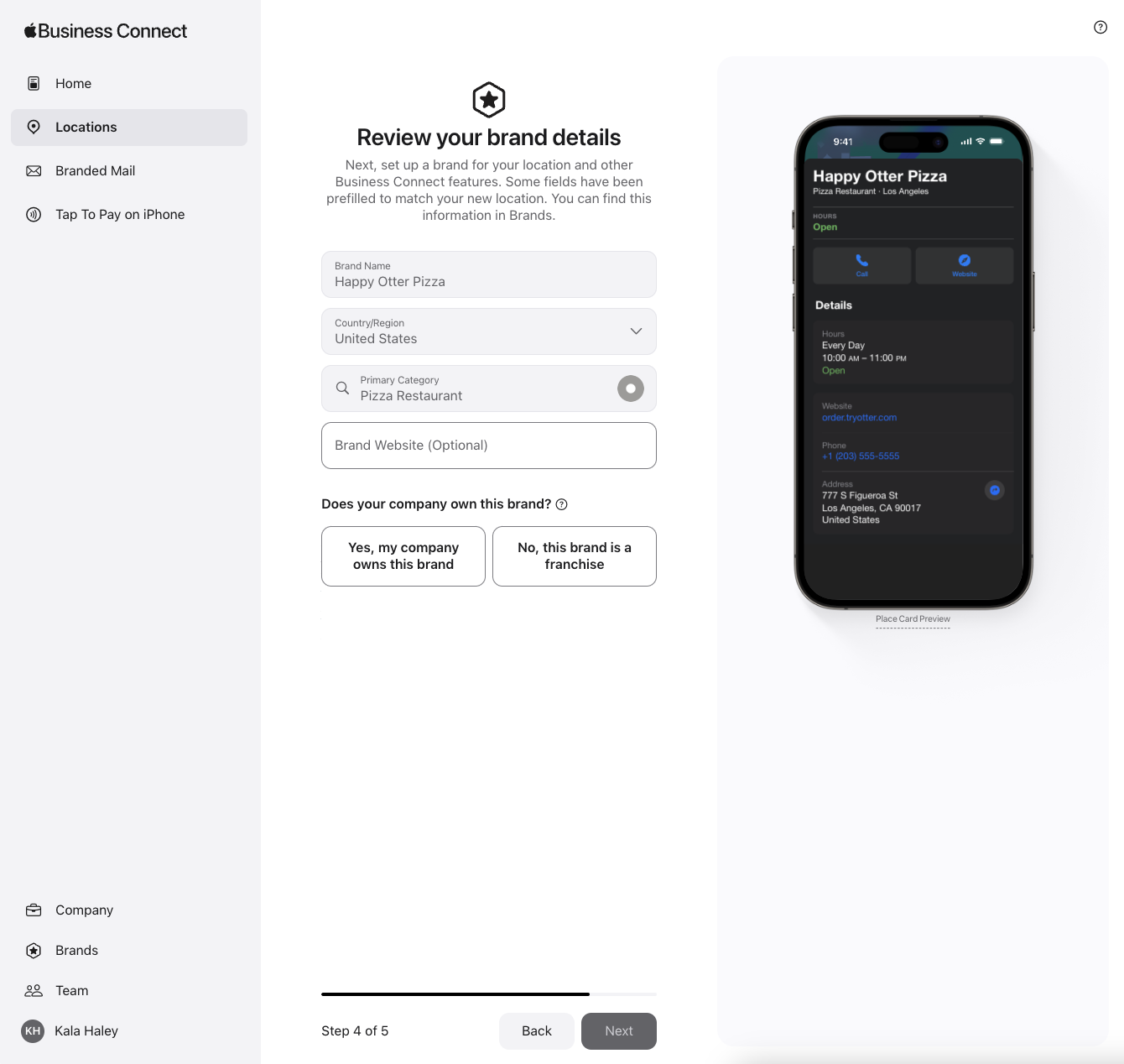 Review your brand details