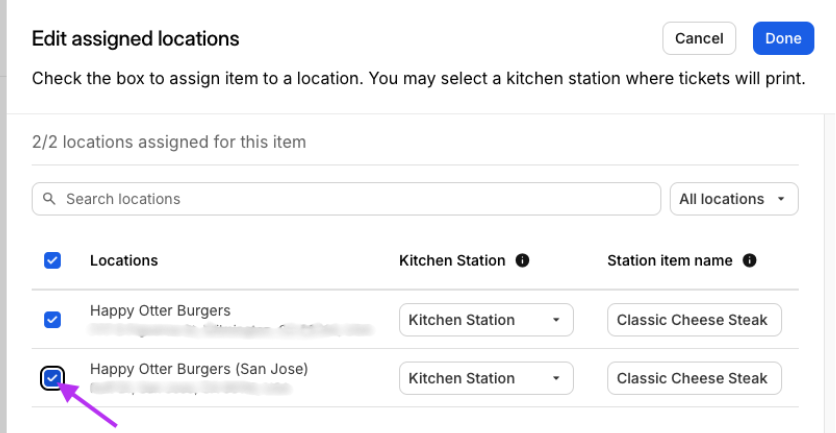 Uncheck Location Assignment