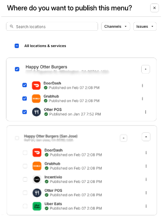 Publish Location Select