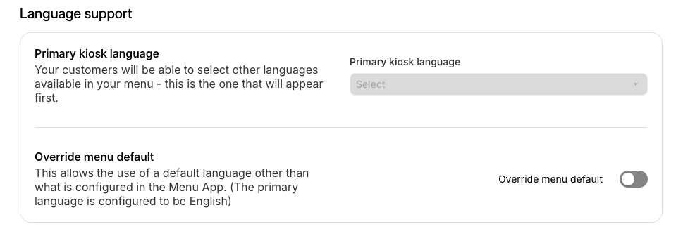 Language Support | Devices Kiosk Settings