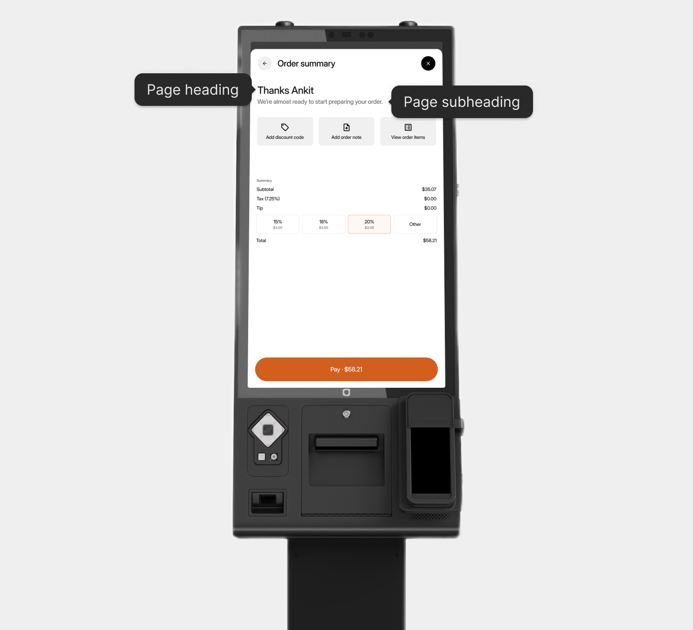 Order Summary Kiosk Settings [Portrait]