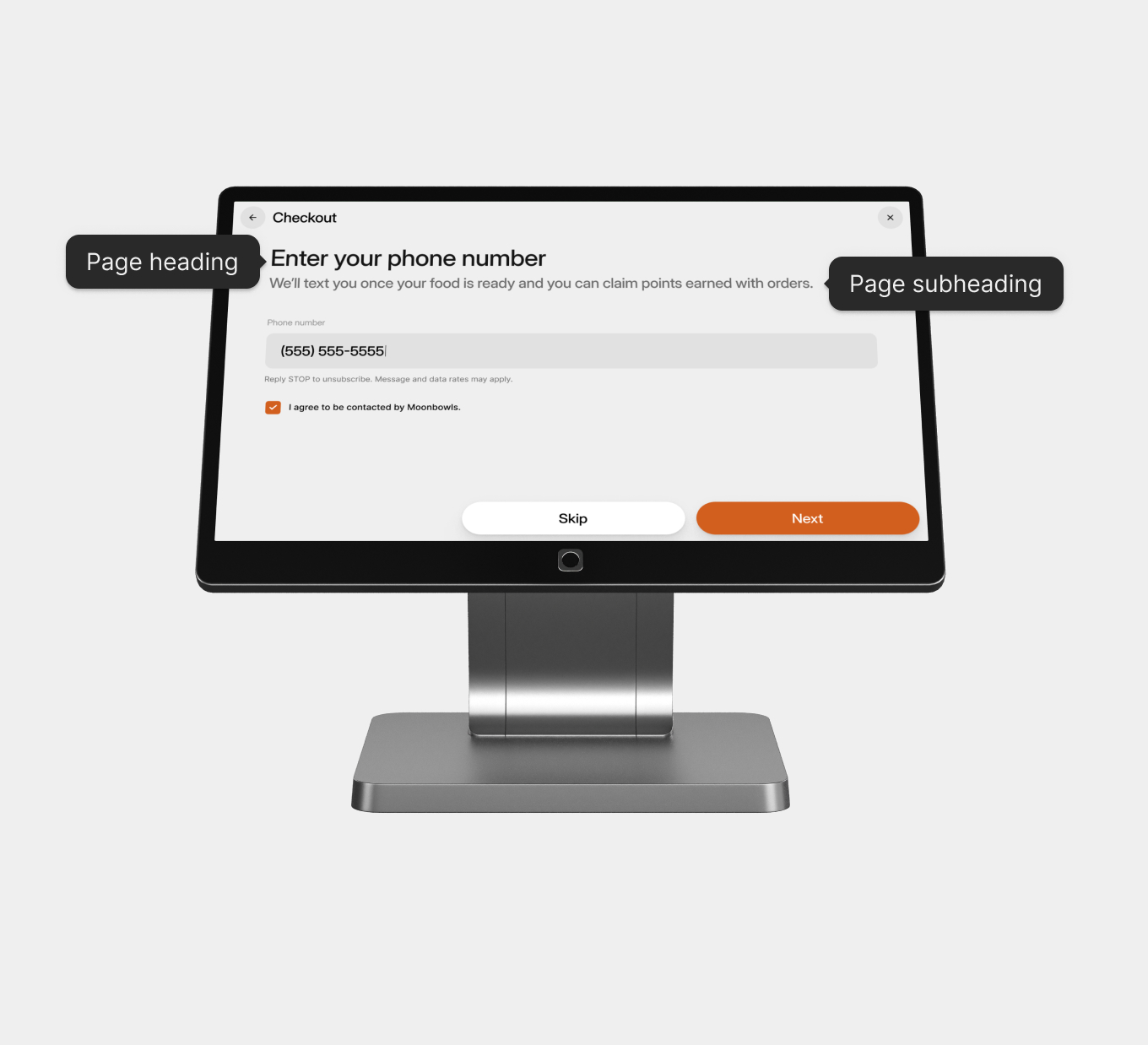 Phone Number Screen Kiosk Settings [Landscape]
