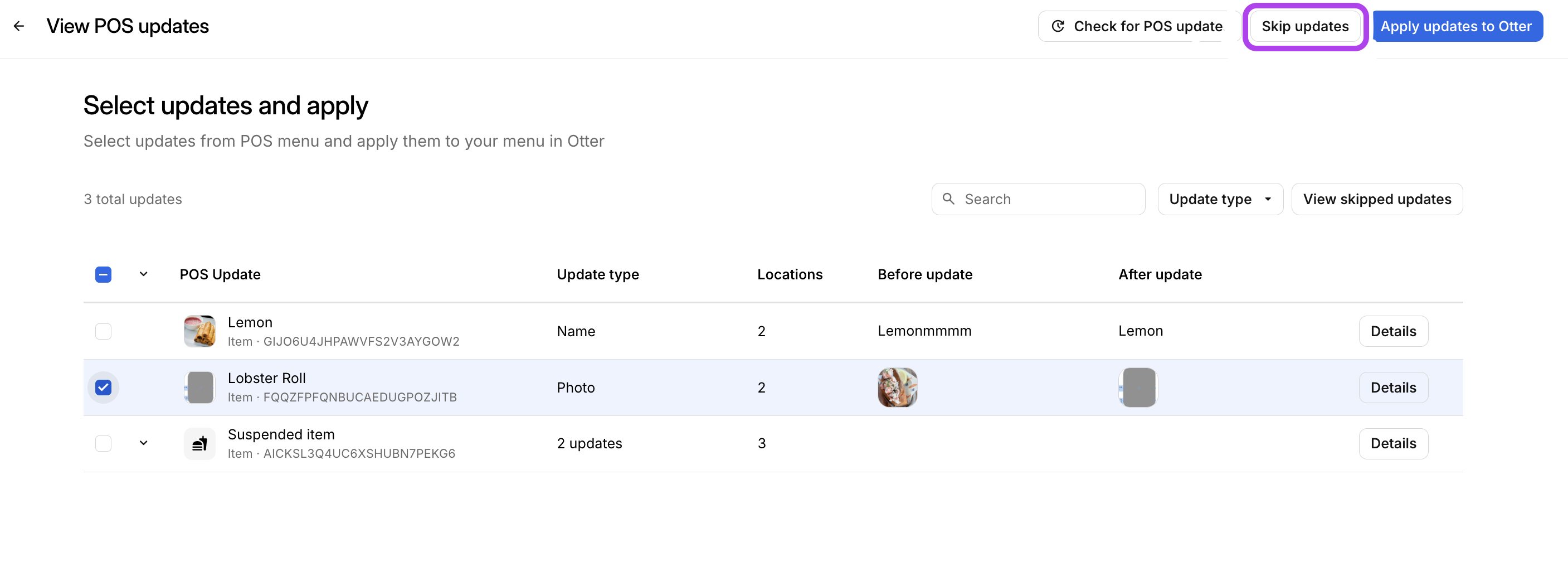 Skip POS Updates