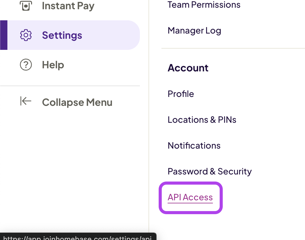 Homebase API Access