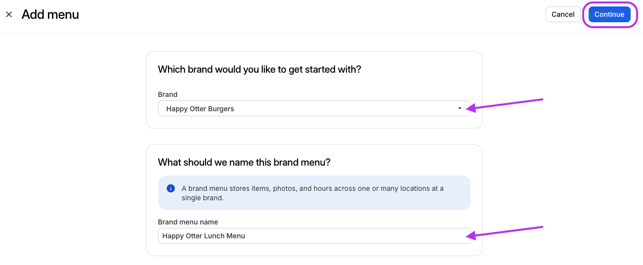 Select Brand Menu
