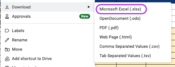 Save as Excel