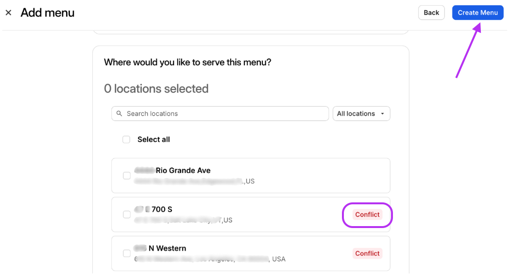 Serve Location Select