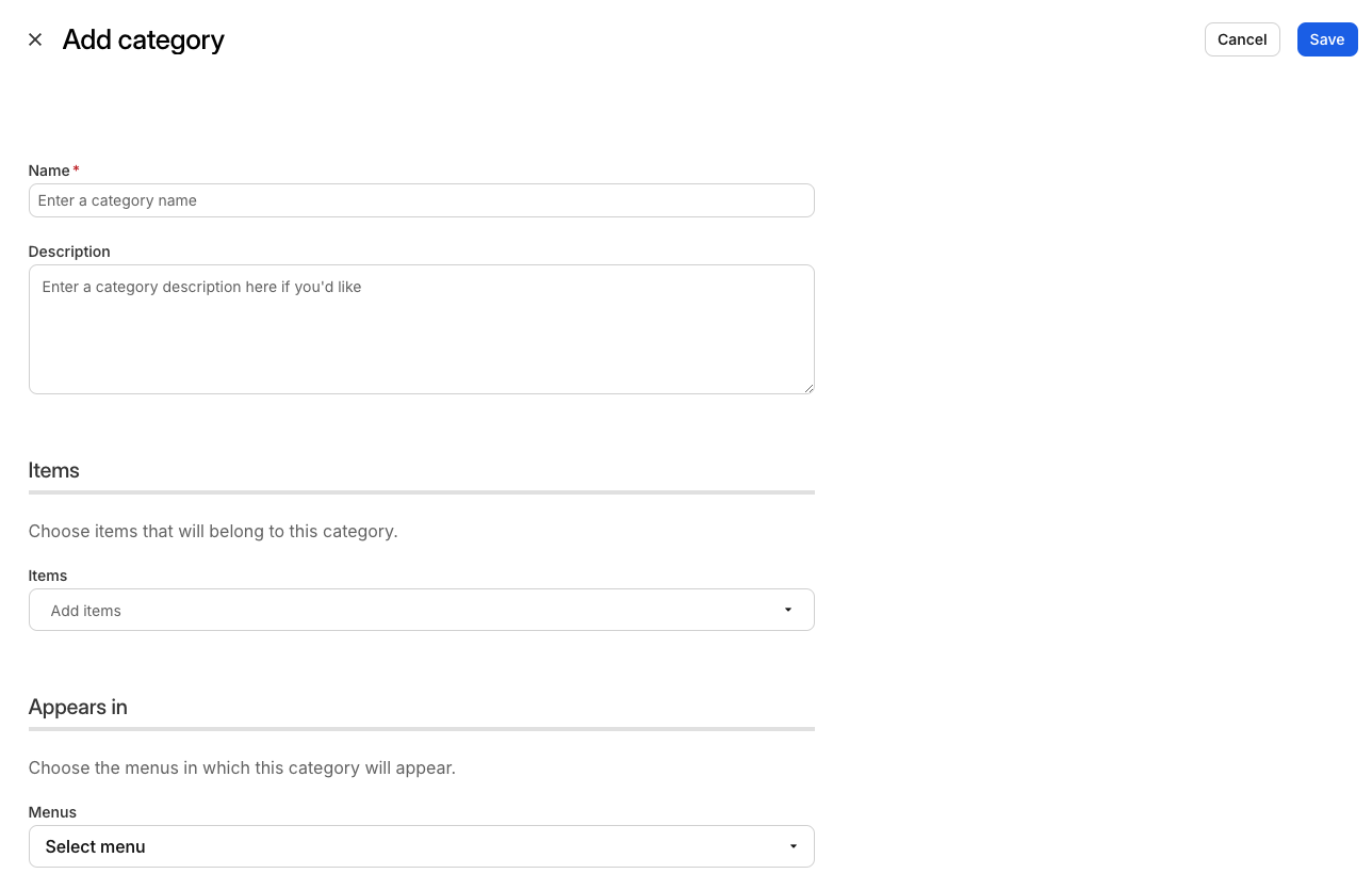Category Details Fields