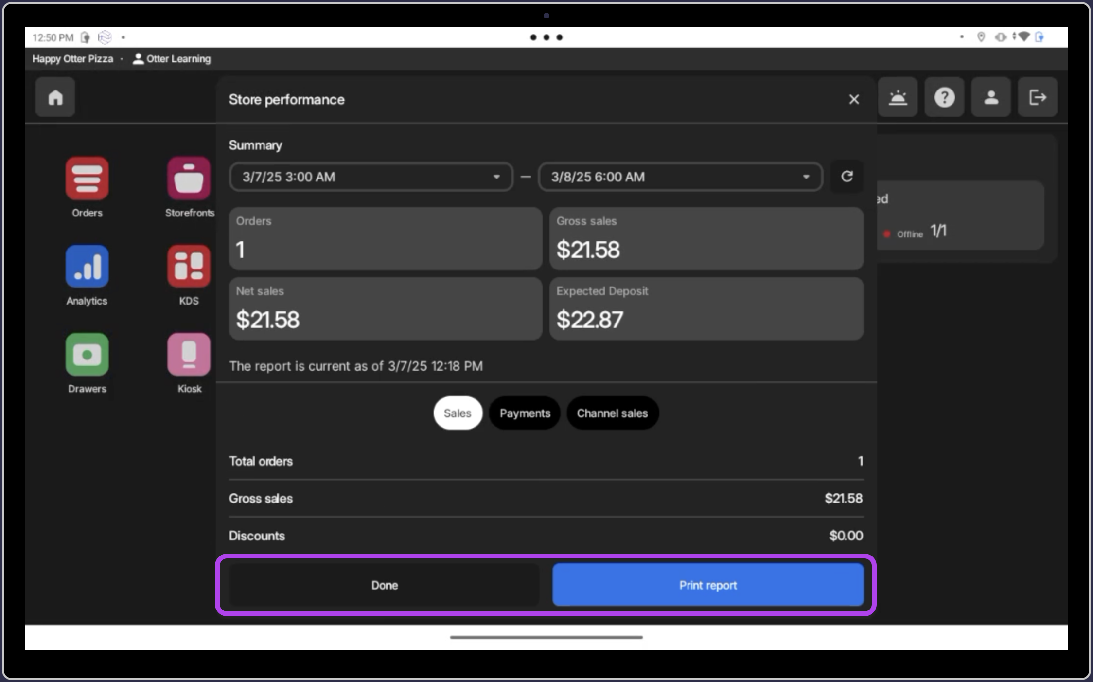 Print the End of Day Report or exit the Close of Day Workflow