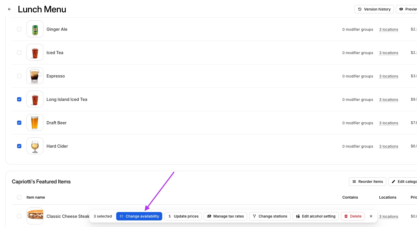 Edit Alcohol Settings Bulk Button