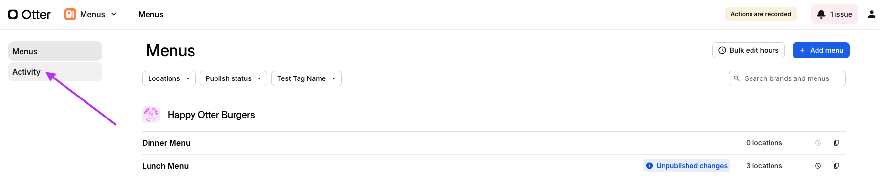 Activity Tab