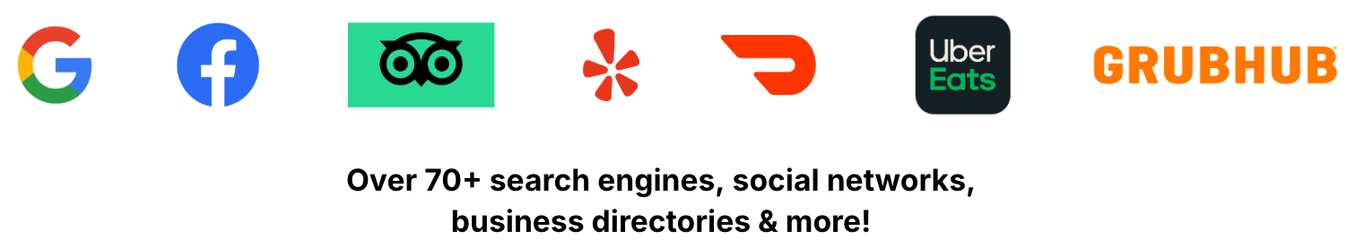 Over 70+ search engines, social networks, business directories & more!