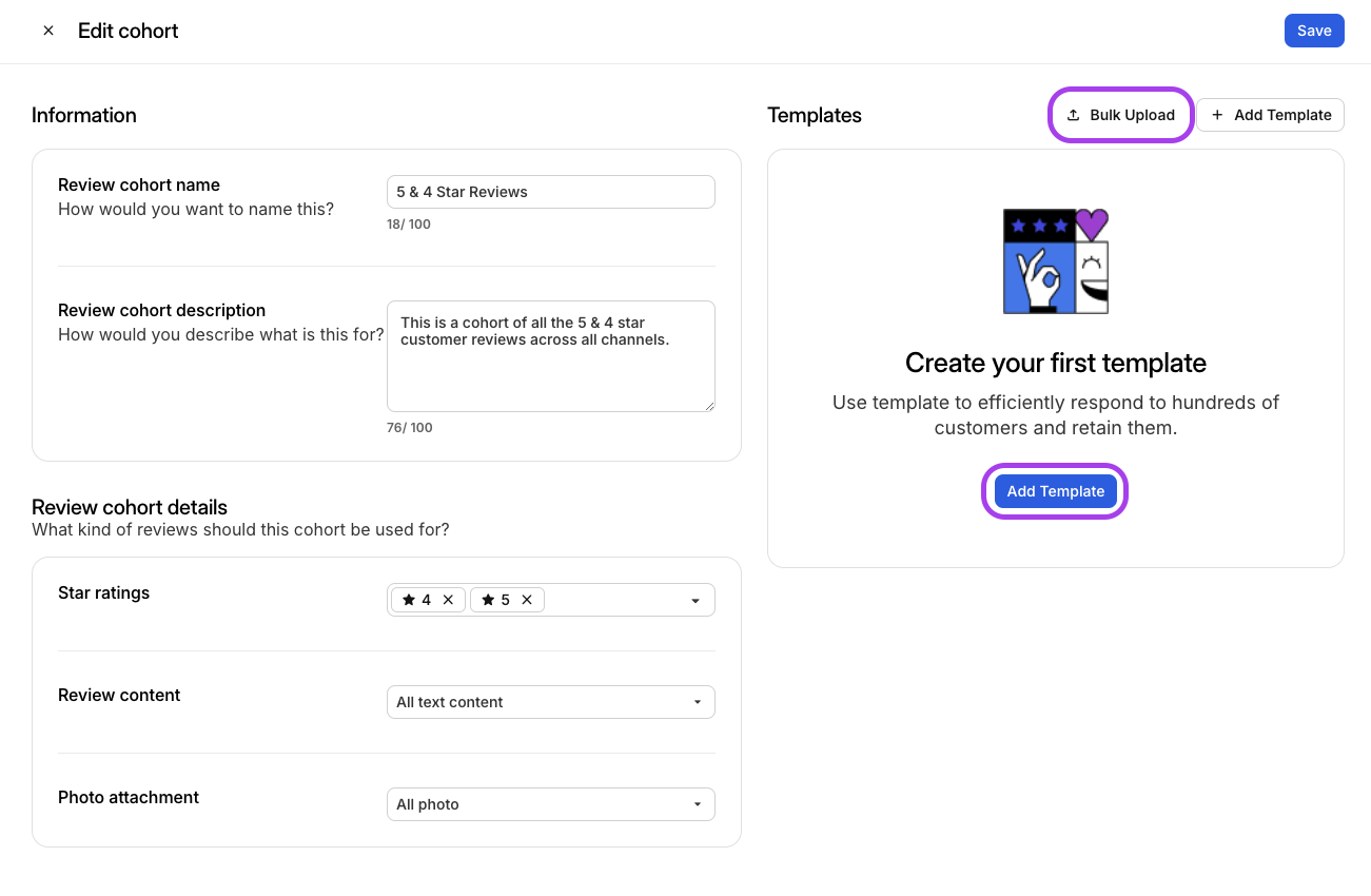 Add review response template