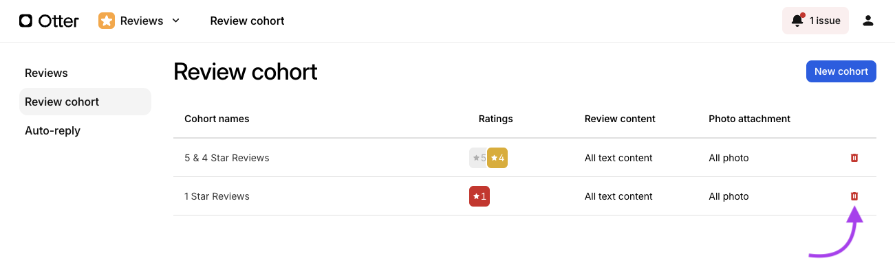 Deleting a review cohort