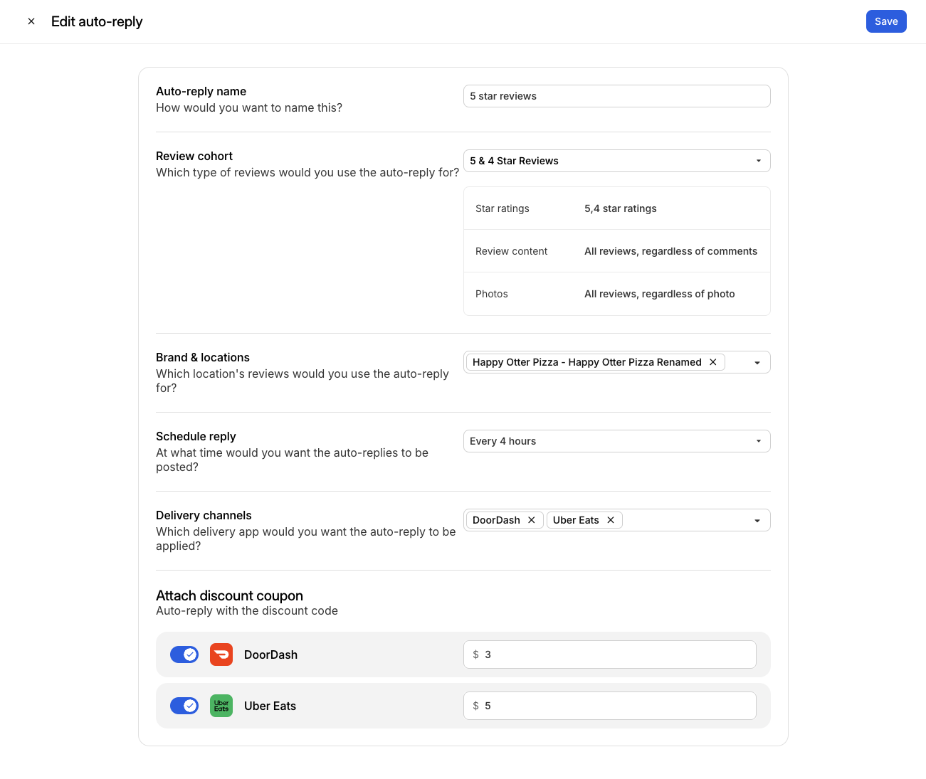 New auto-reply rule details