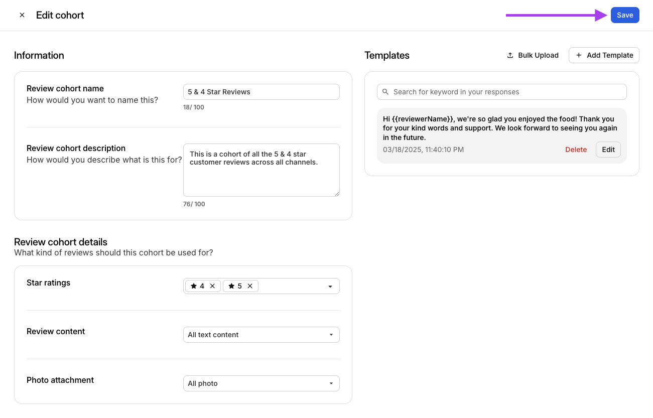 Save the review cohort