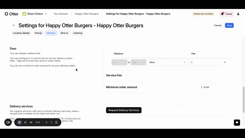 Direct Order Delivery Fee Settings GIF