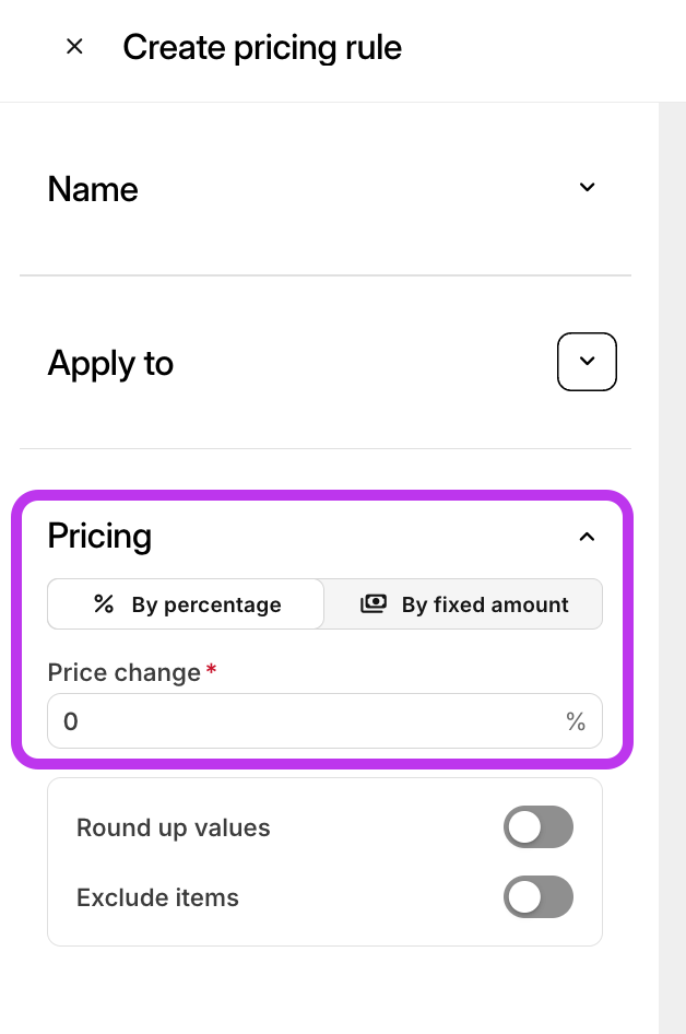 Price Amount Change