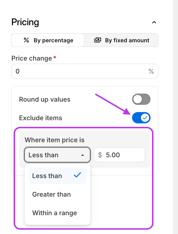 Pricing Rule Excluded Items