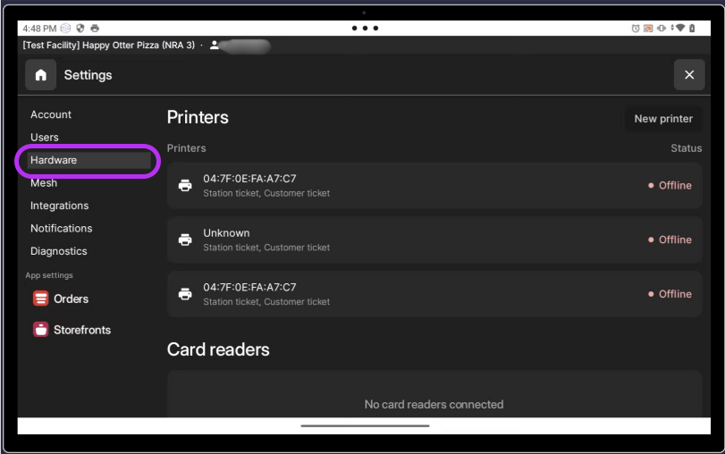 Hardware Tab POS
