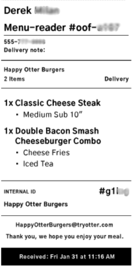 Customer Ticket Example