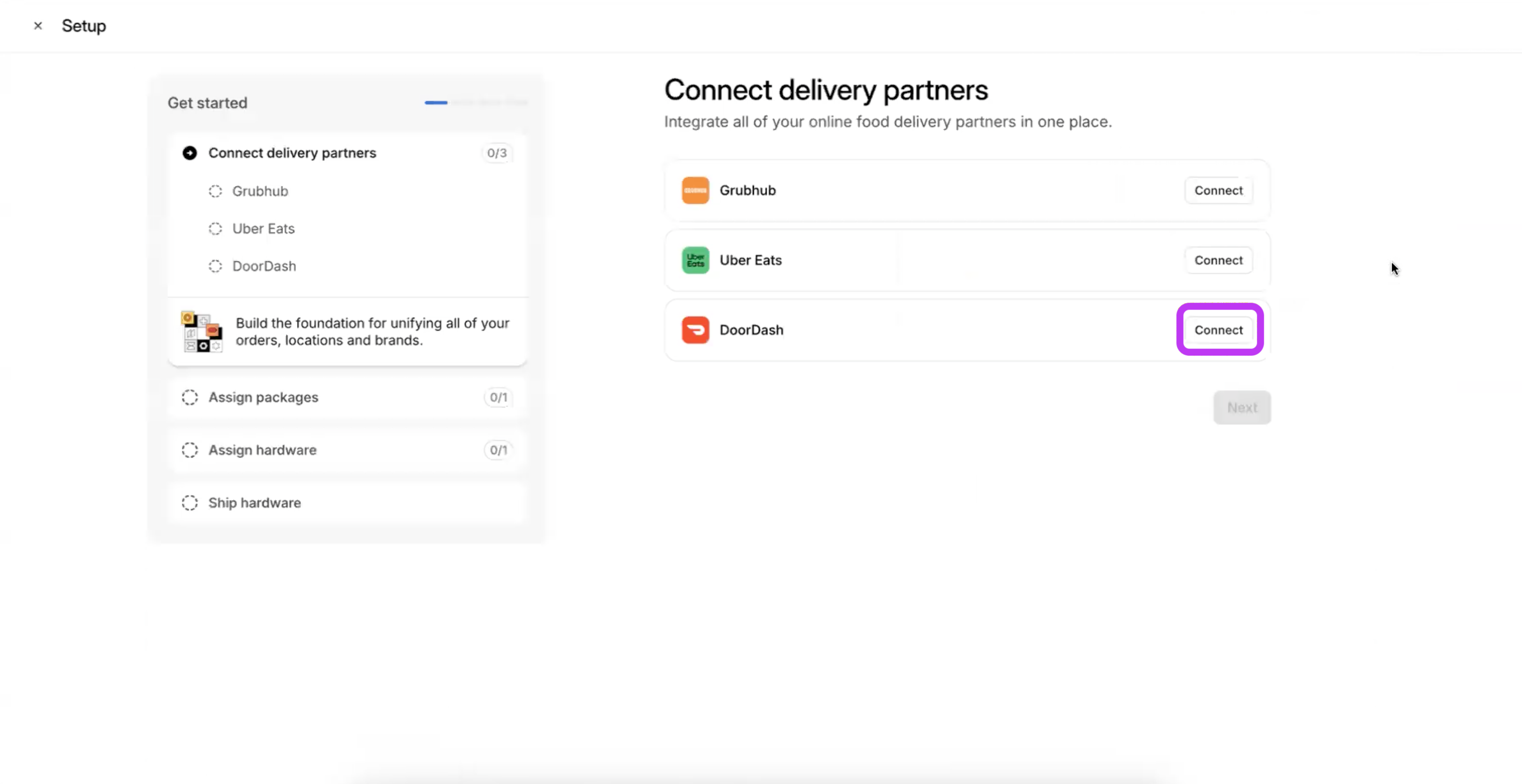 Connect DoorDash