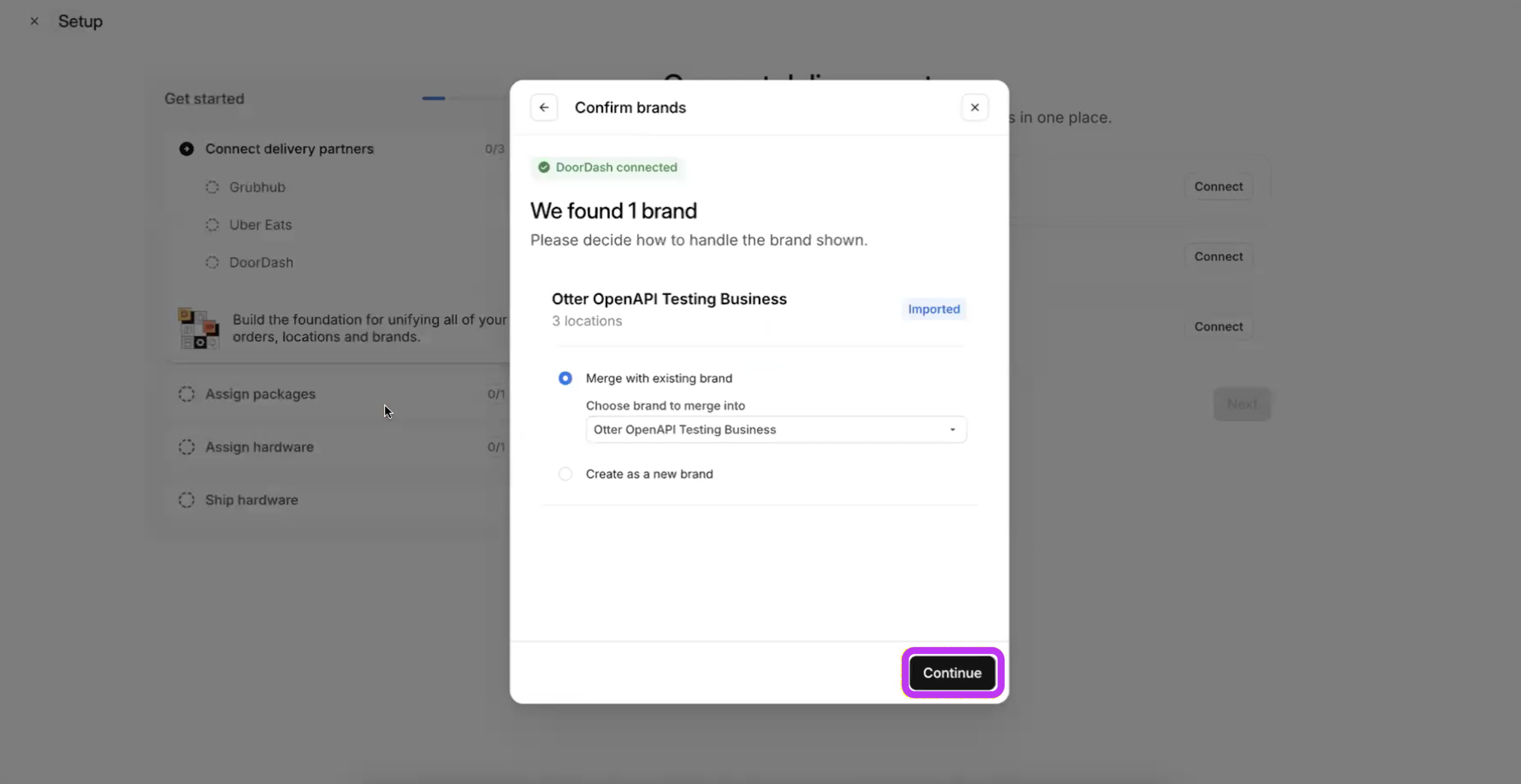 Confirm Brands for DoorDash