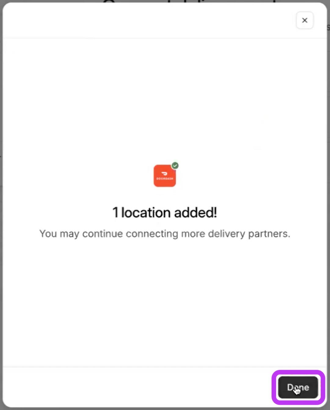 DoorDash Location Successfully Added
