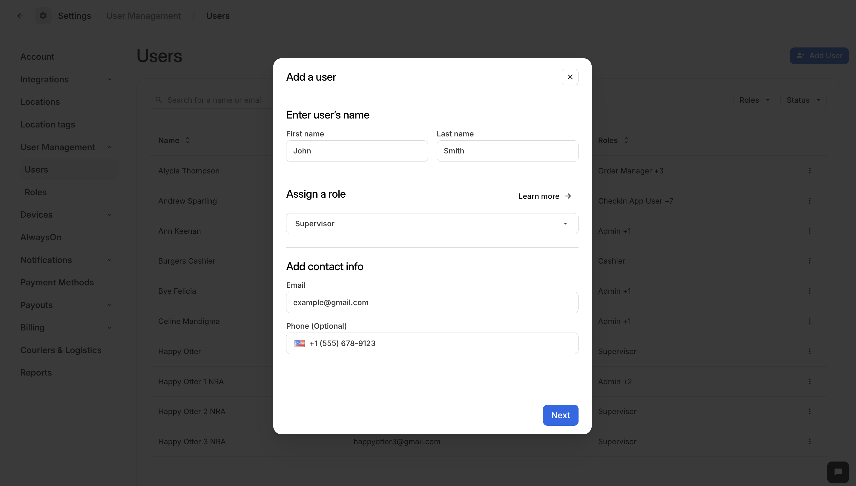 Add user details