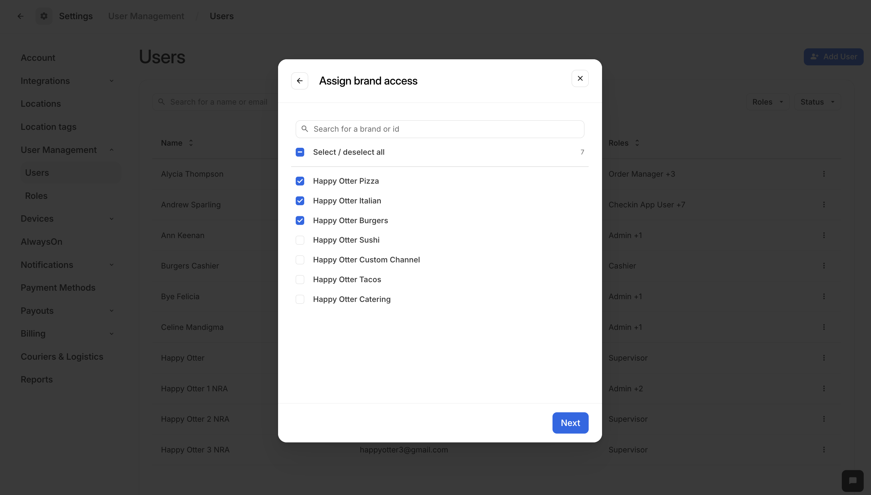 User brand access