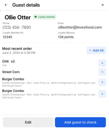 Guest details POS