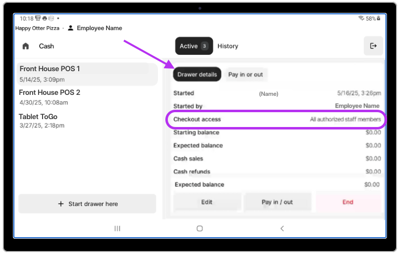 View checkout Access POS
