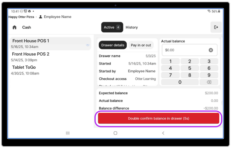 Double Confirm End Balance POS