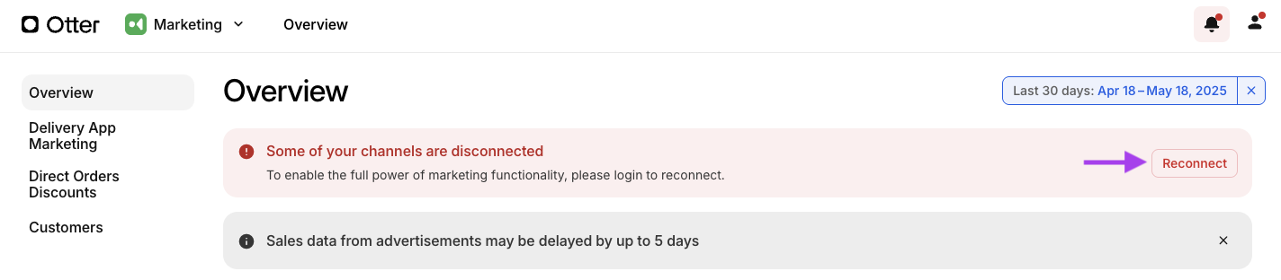 Some of your channels are disconnected | Red Banner